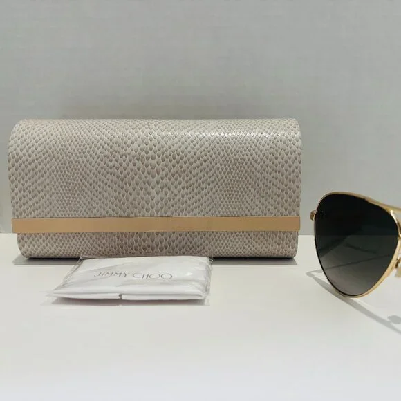 Authentic JIMMY CHOO Gold/Havana Aviator Sunglasses - New with Packaging - Picture 2 of 6